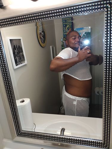 Customer photo review of Mens See Through Mesh Short-sleeved Set SKUI15033