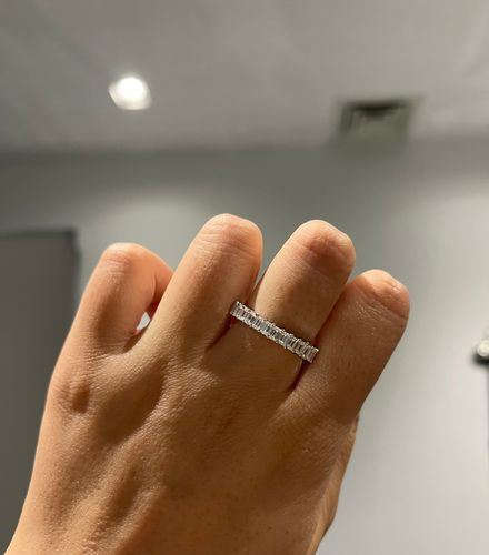 Customer photo review of Louily Classic Emerald Cut Women's Wedding Band for Gifts