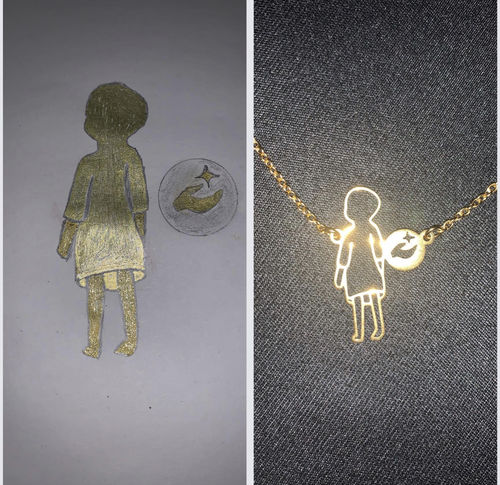 Customer photo review of LOANYA persönliche Kinderzeichnung als Halskette oder Anhänger