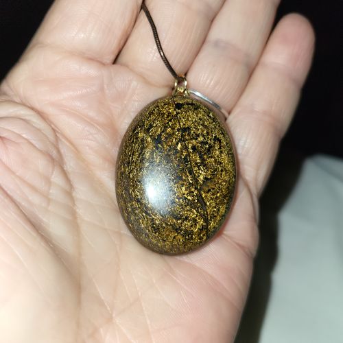 Customer photo review of 30x40mm natural Bronzite stone oval cabochon pendant