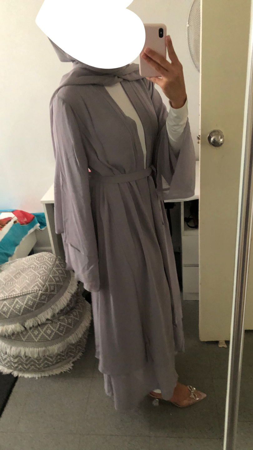 Customer photo review of Aisha Silver Abaya