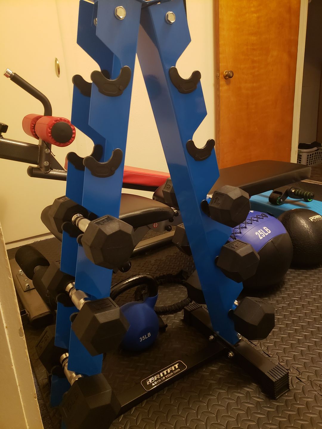 Customer photo review of A-Frame Dumbbell Rack Stand 3, 5, 6 Pairs | RitFit Storage