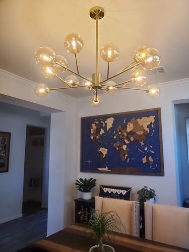 Customer photo review of Modern 15-Light Glass Sputnik Sphere Chandelier