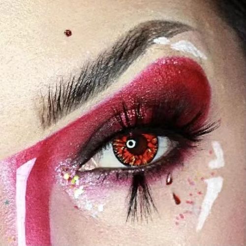 Customer photo review of Dangerous Ruby Contact Lenses(12 months of use)