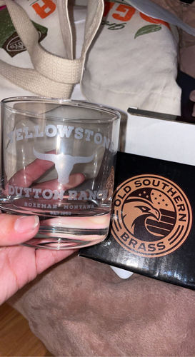 Customer photo review of Yellowstone Dutton Ranch Bozeman Montana - Old Fashioned Whiskey Rocks Bourbon Glass