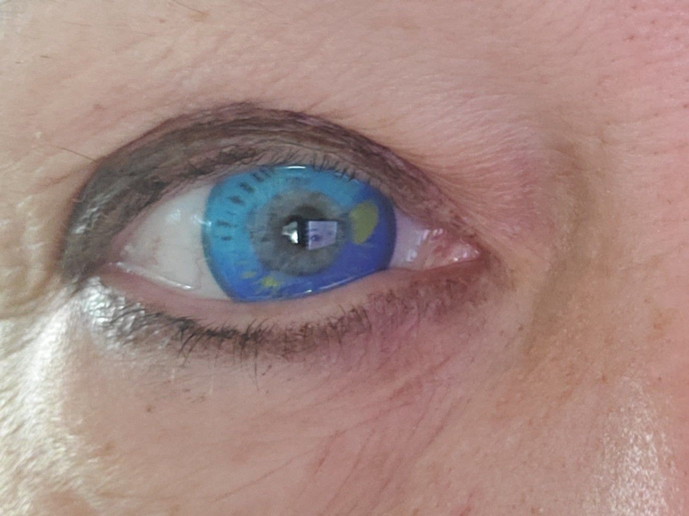 Customer photo review of Cosplay Anime Blue Prescription Colored Contact Lenses