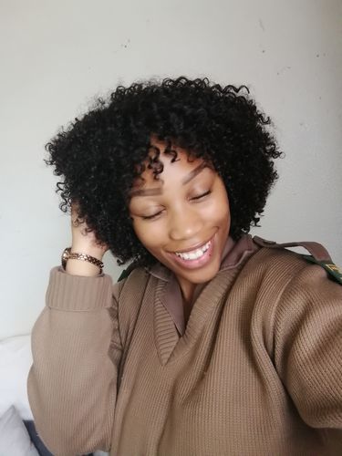 Customer photo review of Brazilian Curly Afro full Cap 8"