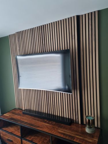 Customer photo review of SlatWall Acoustic Grey Oak