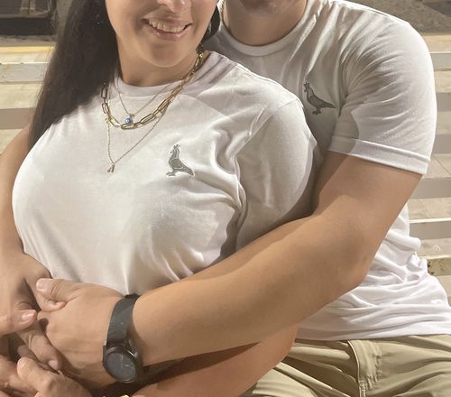 Customer photo review of Playera Blanca Palomito Reflex