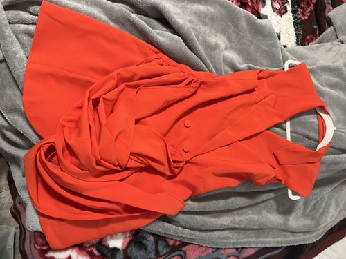 Customer photo review of Orange Glamorous Double Breasted Irregular Mini Dress