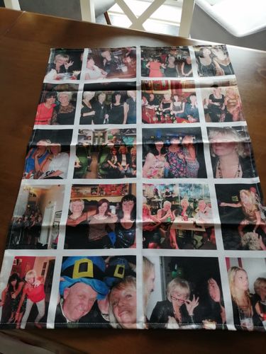 Customer photo review of Multi Photo Collage Tea Towel