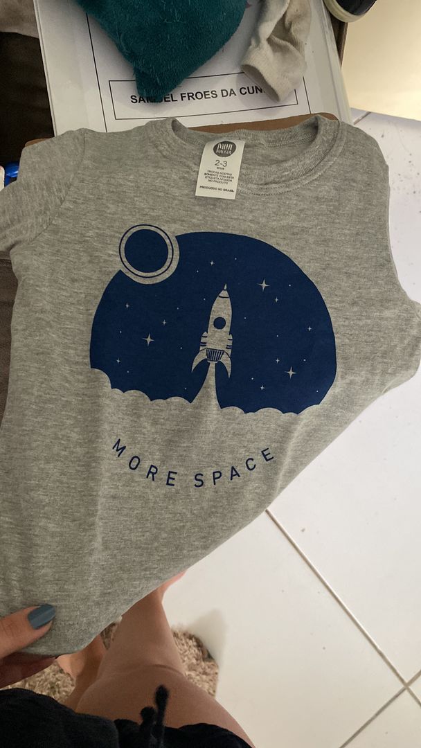 Customer photo review of Camiseta Infantil More Space Fundo Mescla