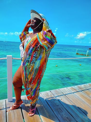 Customer photo review of Printed Chiffon Kimono