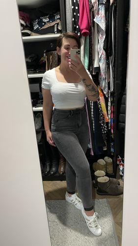 Customer photo review of Impact High Waisted Skinny Jeans - Grey
