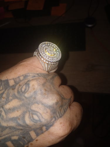 Customer photo review of Gold Sterling Silver Jumbo CZ Medallion Ring