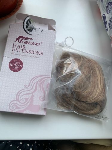 Customer photo review of Moresoo Highlight Blonde Virgin Bundles Genius Weft Brazilian Human Hair (#18P613)