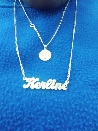 Customer photo review of *NEW* 14K Custom Name Plate Pendant  + Free Hollow Chain 🎁 JTJ™ -