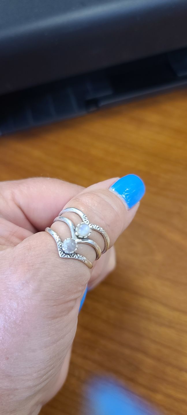 Customer photo review of Triple Chevron Boho Ring with Moonstone Sterling Silver