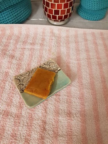 Customer photo review of Seifenschale aus Naturton (Türkis)