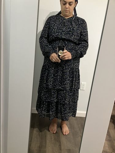 Customer photo review of TIERED DRAWSTRING FLORAL DRESS