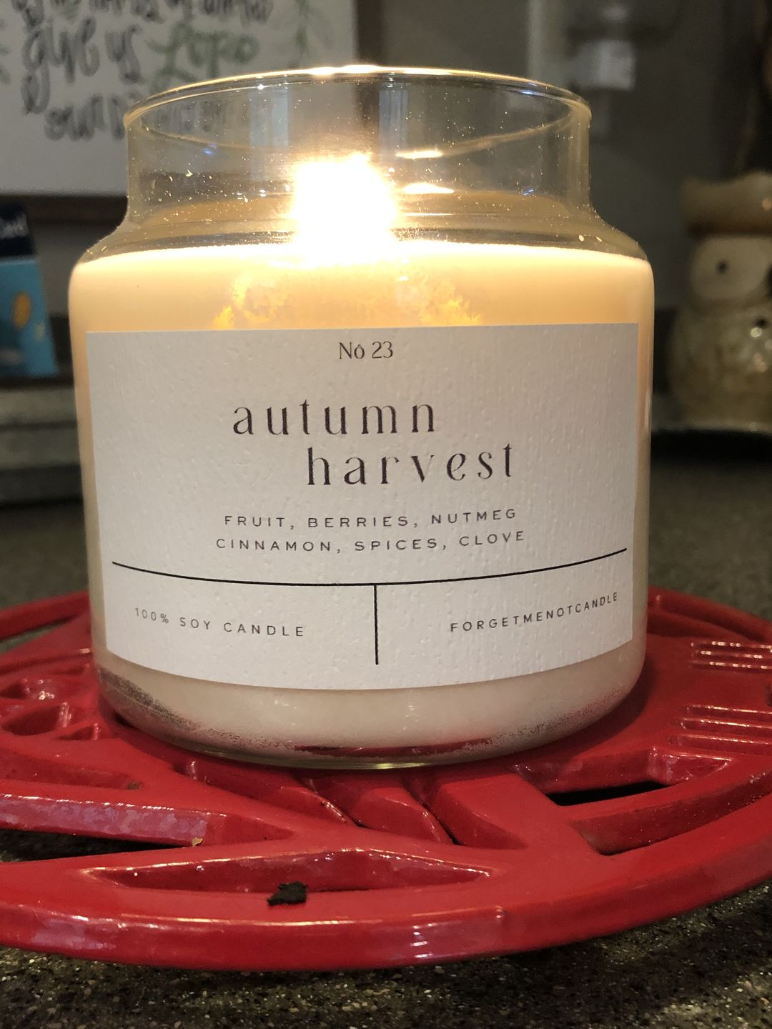Customer photo review of Autumn Harvest 22 oz Glass Candle