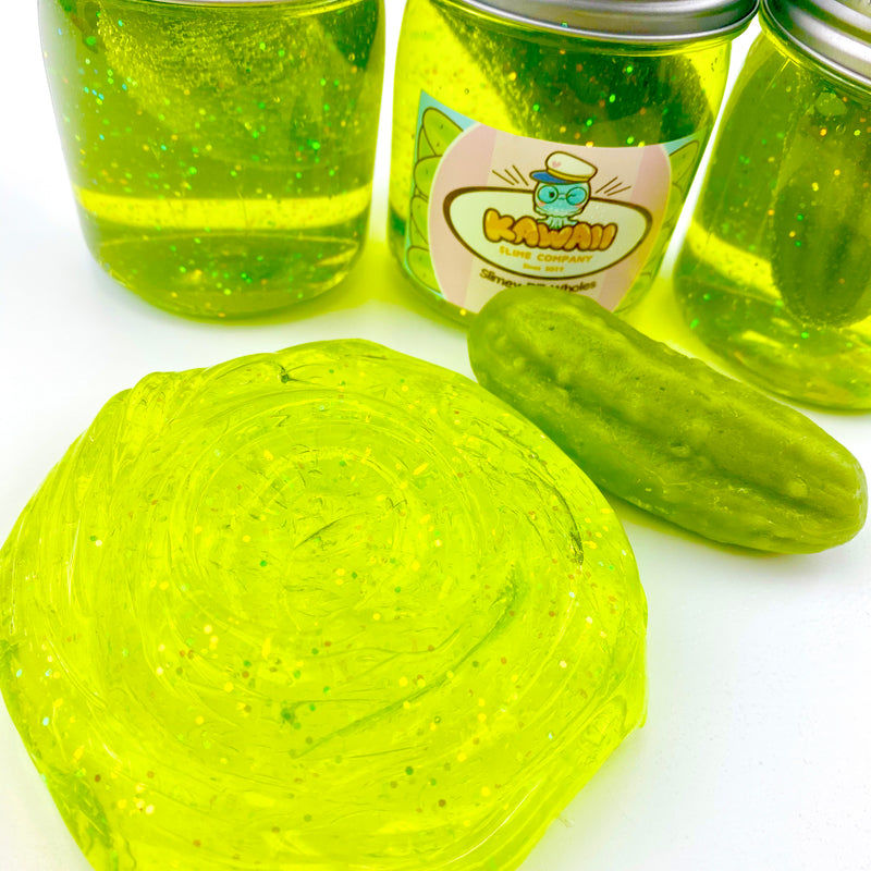 Customer photo review of Shimmery Pickle Clear Slime