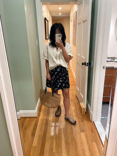 Customer photo review of WIDE LEG SHORTS | AZTEC BLACK BLOCK PRINT