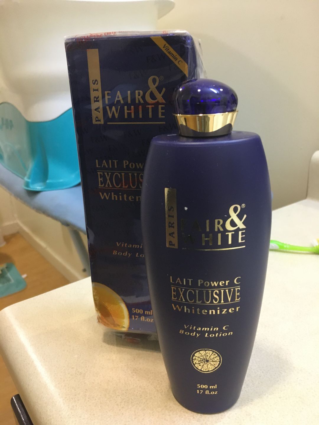 Customer photo review of Fair and White Exclusive Body Lotion with Pure Vitamin "C" 500ml 16.9 fl oz