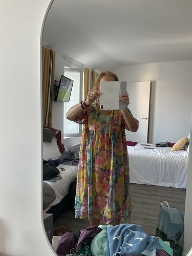Customer photo review of Hoody Summer Floral Loose Vintage Pleated Dress