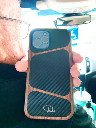 Customer photo review of Carbon Fiber Wood Grain iPhone Case
