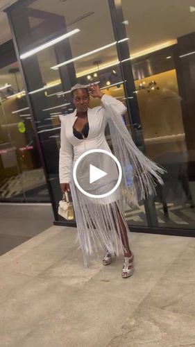 Customer video review of White Deep V Neck Unique Tassel Maxi Dress