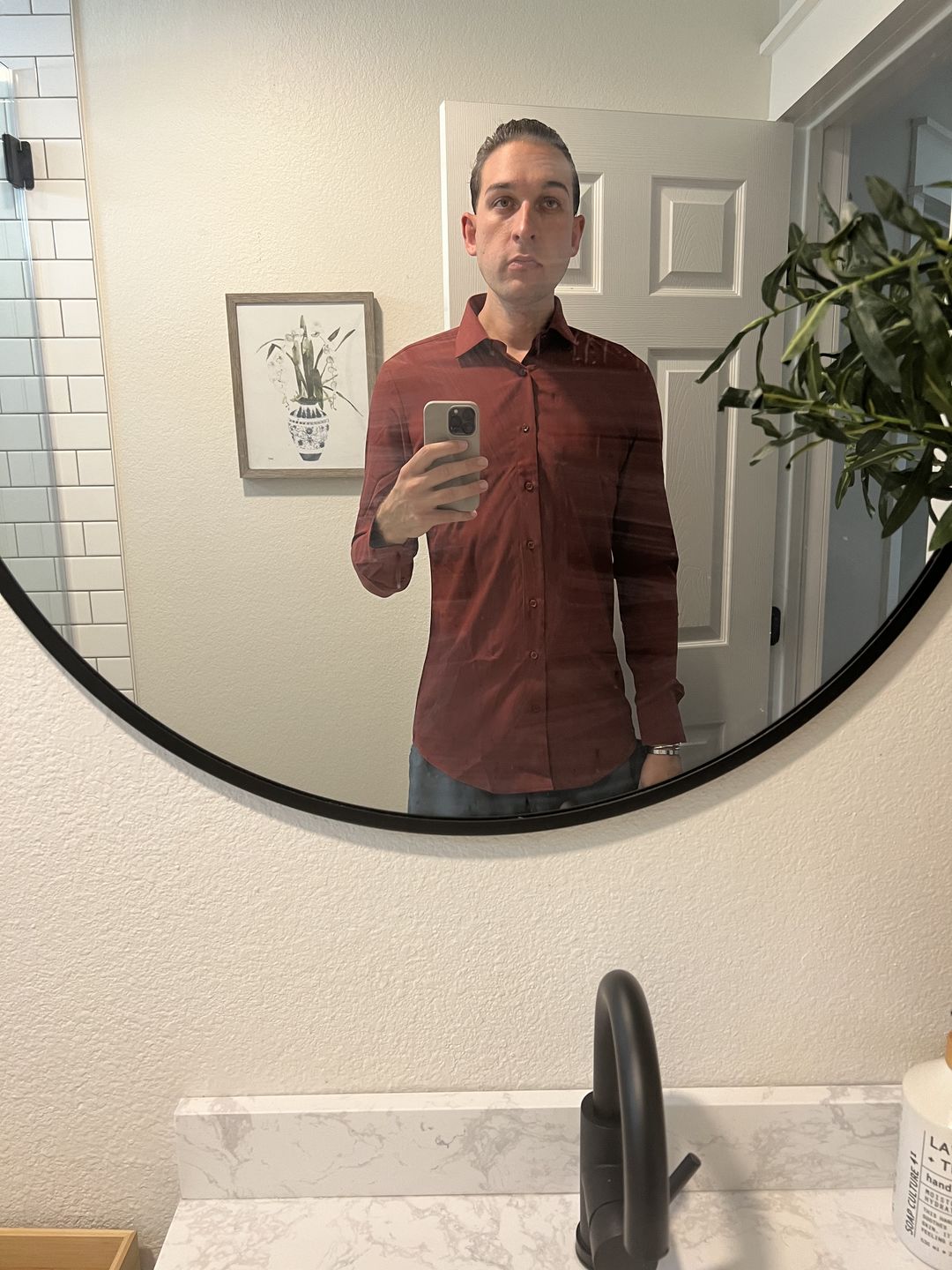 Customer photo review of Phenom Professional Navy Blue Long Sleeve Men's Dress Shirt