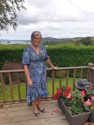Customer photo review of Josepha Blue Frill Midi Dress