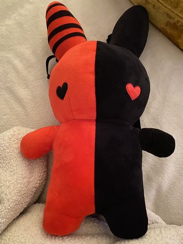 Customer photo review of Bunny Plush Backpack 20" (RED/BLACK)