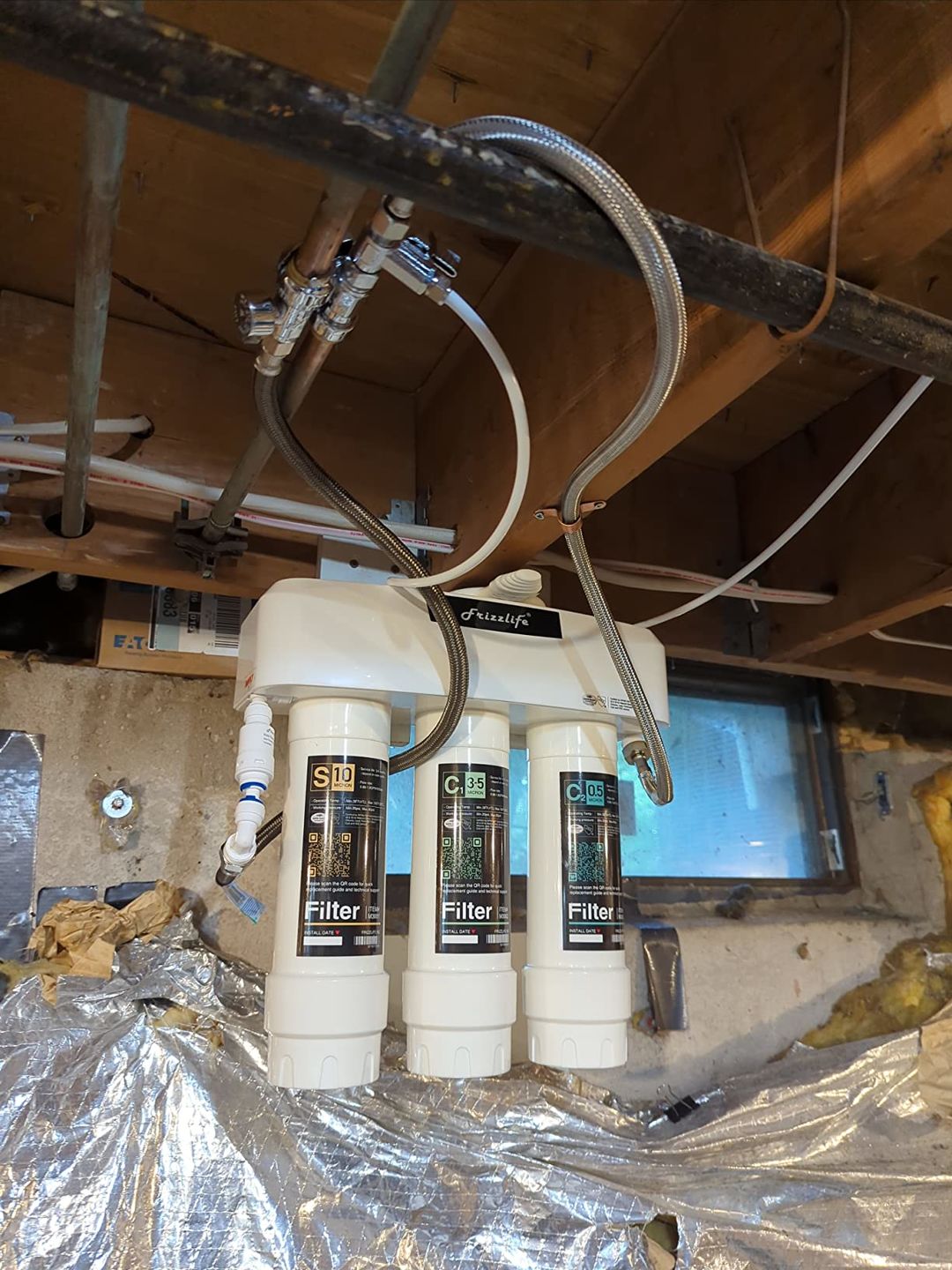 Customer photo review of Frizzlife 3-Stage Under Sink Water Filter System SK99-NEW, Direct Connect