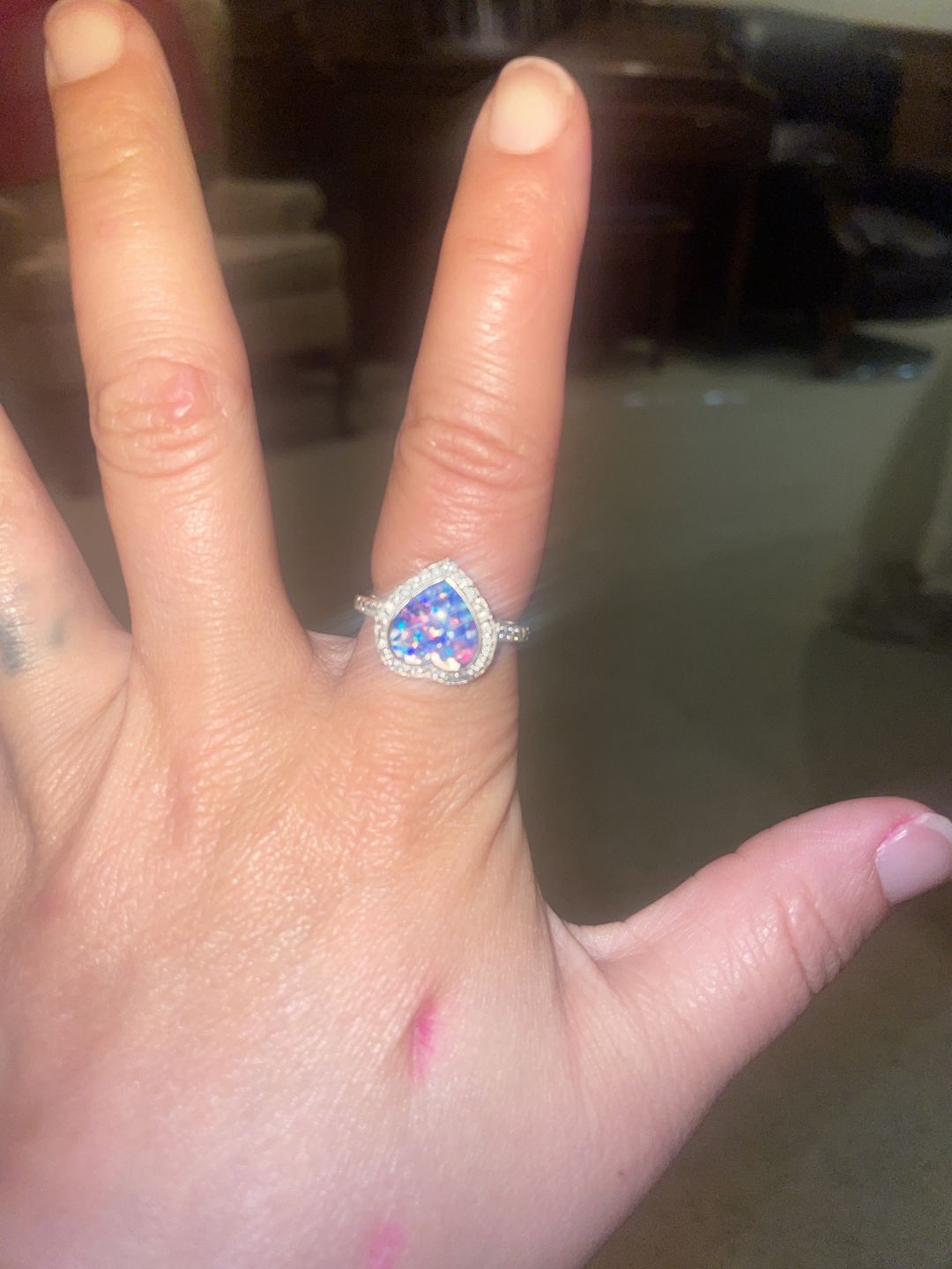 Customer photo review of Bedazzled Heart Cremation Ring