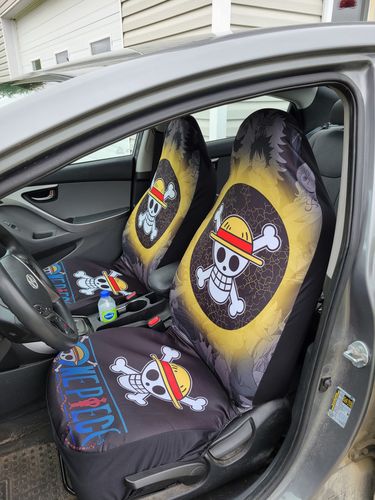Customer photo review of Straw Hat Pirates Flag Car Seat Covers Custom One Piece Anime Car Accessories