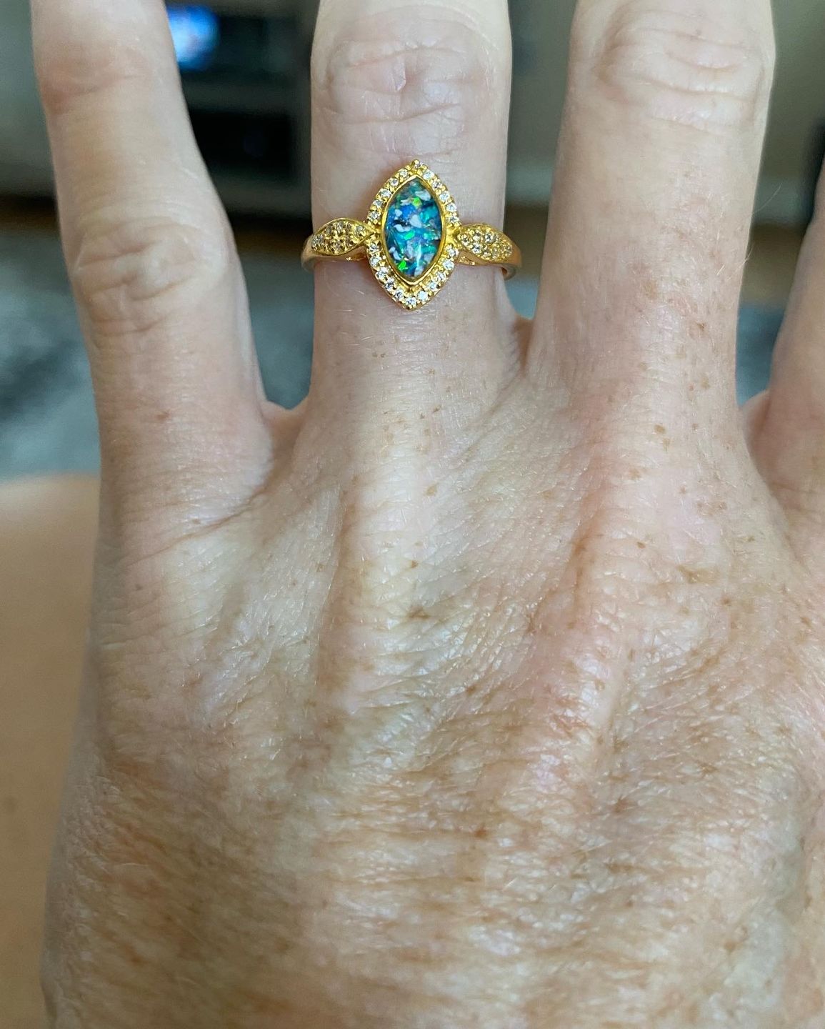Customer photo review of Bedazzled Marquise Cremation Ring
