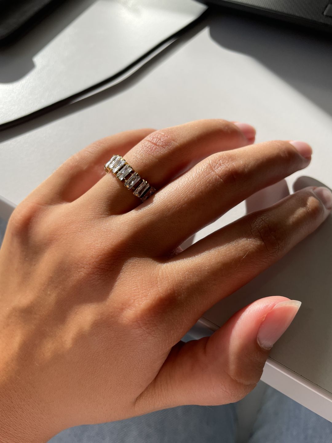 Customer photo review of Icy Baguette Ring | 18K vergoldet