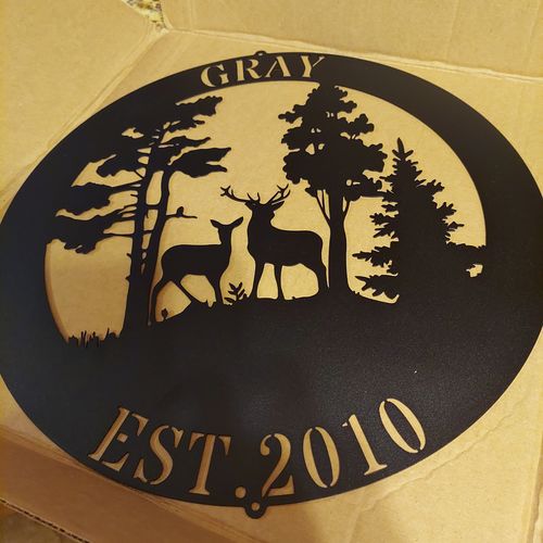 Customer photo review of A Doe, A Deer... - Personalized Metal Sign - Wildlife Outdoor Monogram Ring Decor