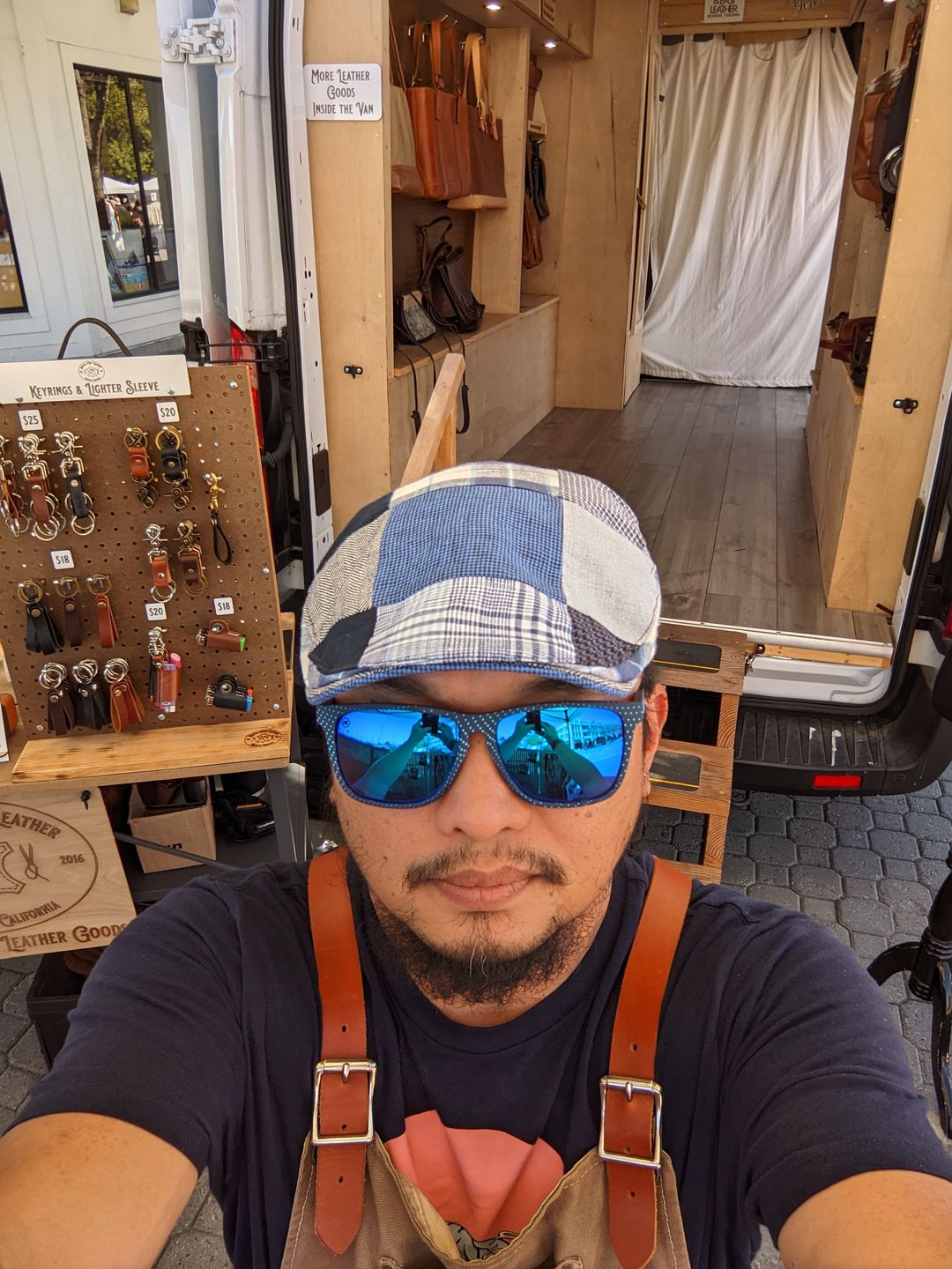 Customer photo review of Donegal Touring Cap Patchwork Grey/Blue Linen