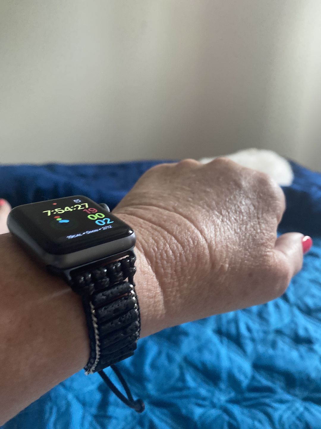 Customer photo review of Periwinkle Jasper Stretch Apple Watch Strap