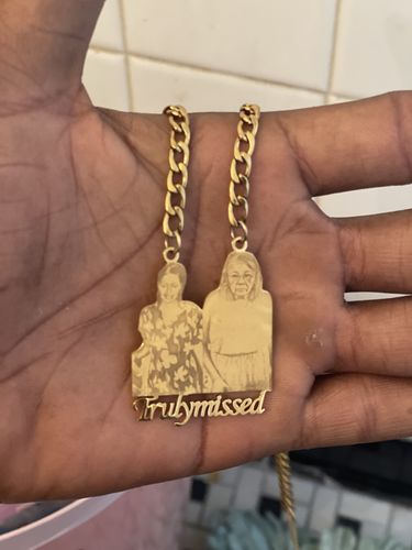 Customer photo review of Lovers Charm™ 18K Custom Engraved Necklace