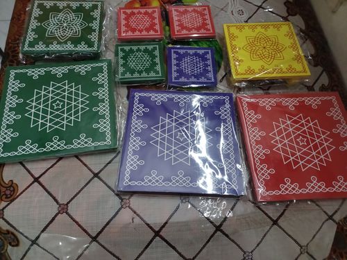 Customer photo review of Lotus Rangoli Wooden Stand / Hridaya Kamalam Kolam Manai / For Lamps / Deities/ Decoration- 6 Inches