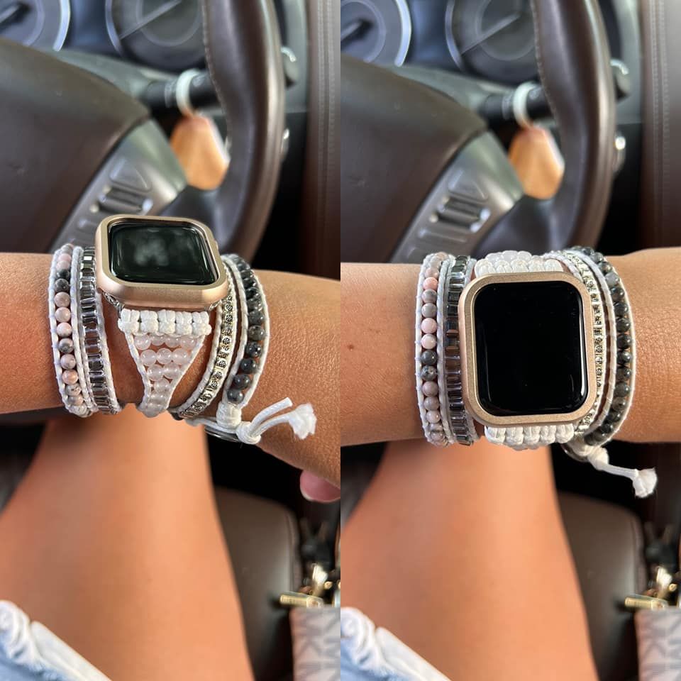 Customer photo review of White Labradorite Apple Watch Strap