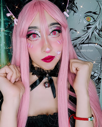 Customer photo review of Meetone SC055 "NEZUKO KAMADO" SFX Cosplay Halloween Contact Lenses