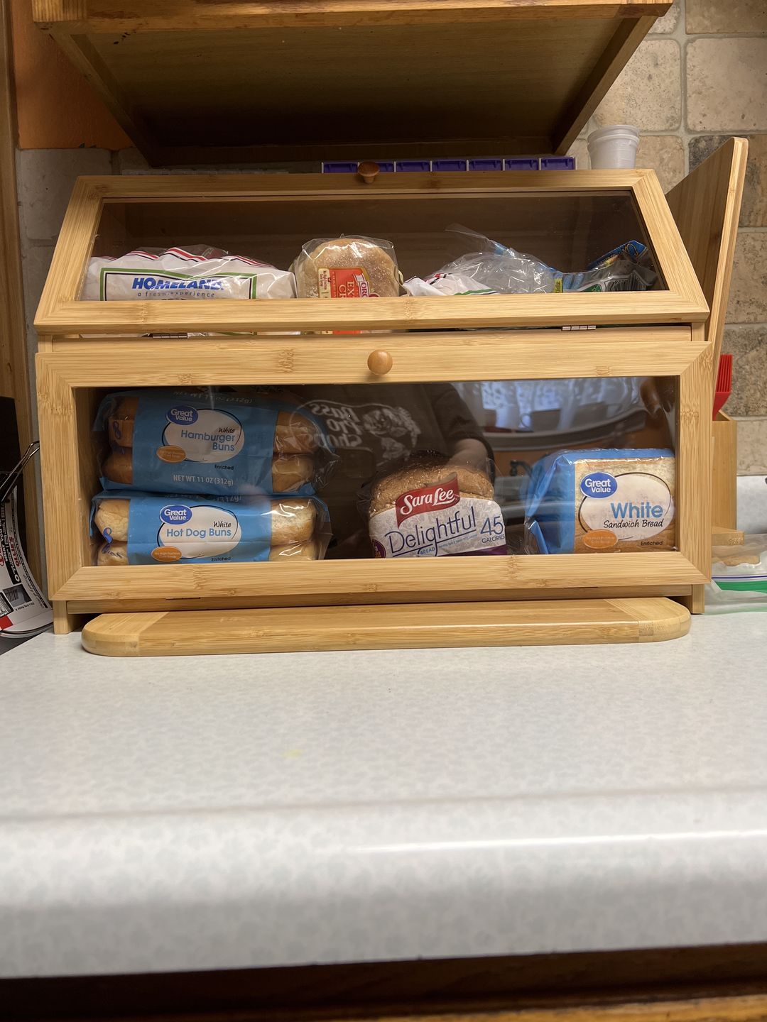 Customer photo review of Large Capacity Bread Storage Bin with Cutting Board