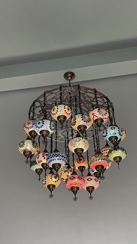 Customer photo review of Turkish Mosaic Chandelier With 25 Large Globes  ,ID: 158