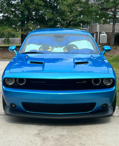 Customer photo review of Blue Angry Eyes Car Sunshade Custom Car Accessories
