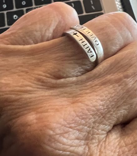 Customer photo review of "FAITH OVER FEAR" Sterling Silver Cross Ring